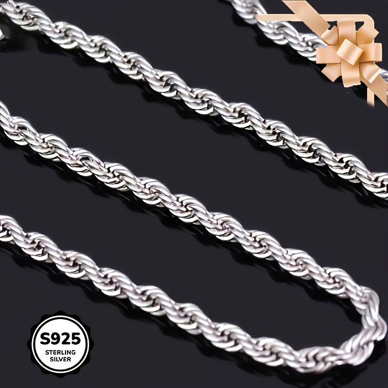 Women's 925 Silver Twisted Rope Chain Necklace